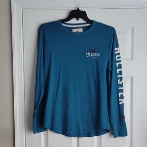 Hollister Teal Graphic Long Sleeve Tee